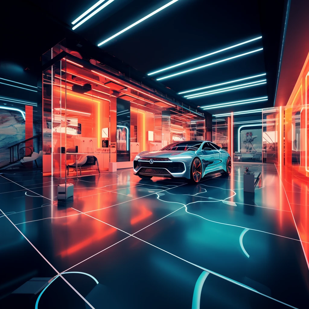 digitales Autohaus im neon Design