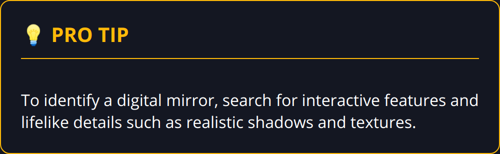 Pro Tip - To identify a digital mirror, search for interactive features and lifelike details such as realistic shadows and textures.