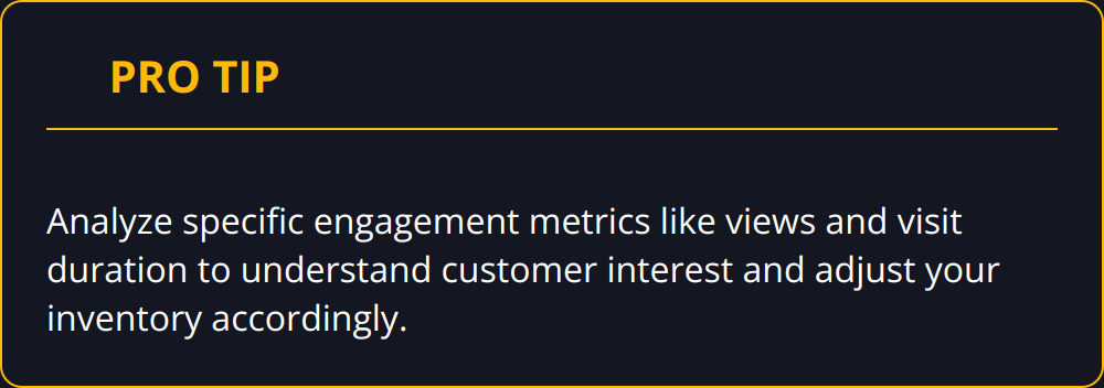 Pro Tip - Analyze specific engagement metrics like views and visit duration to understand customer interest and adjust your inventory accordingly.