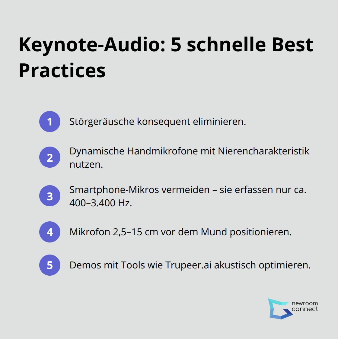 Kompakte Liste mit Audio-Tipps für Keynotes und Konferenzen - Ambient Sound