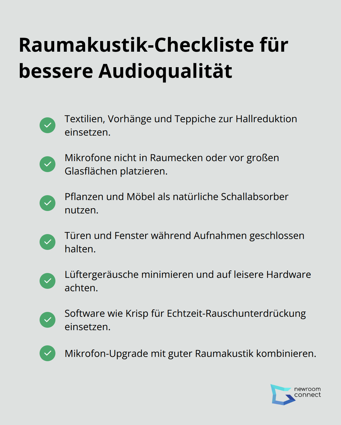 Checkliste mit praxisnahen Tipps zur Optimierung der Raumakustik - Ambient Sound