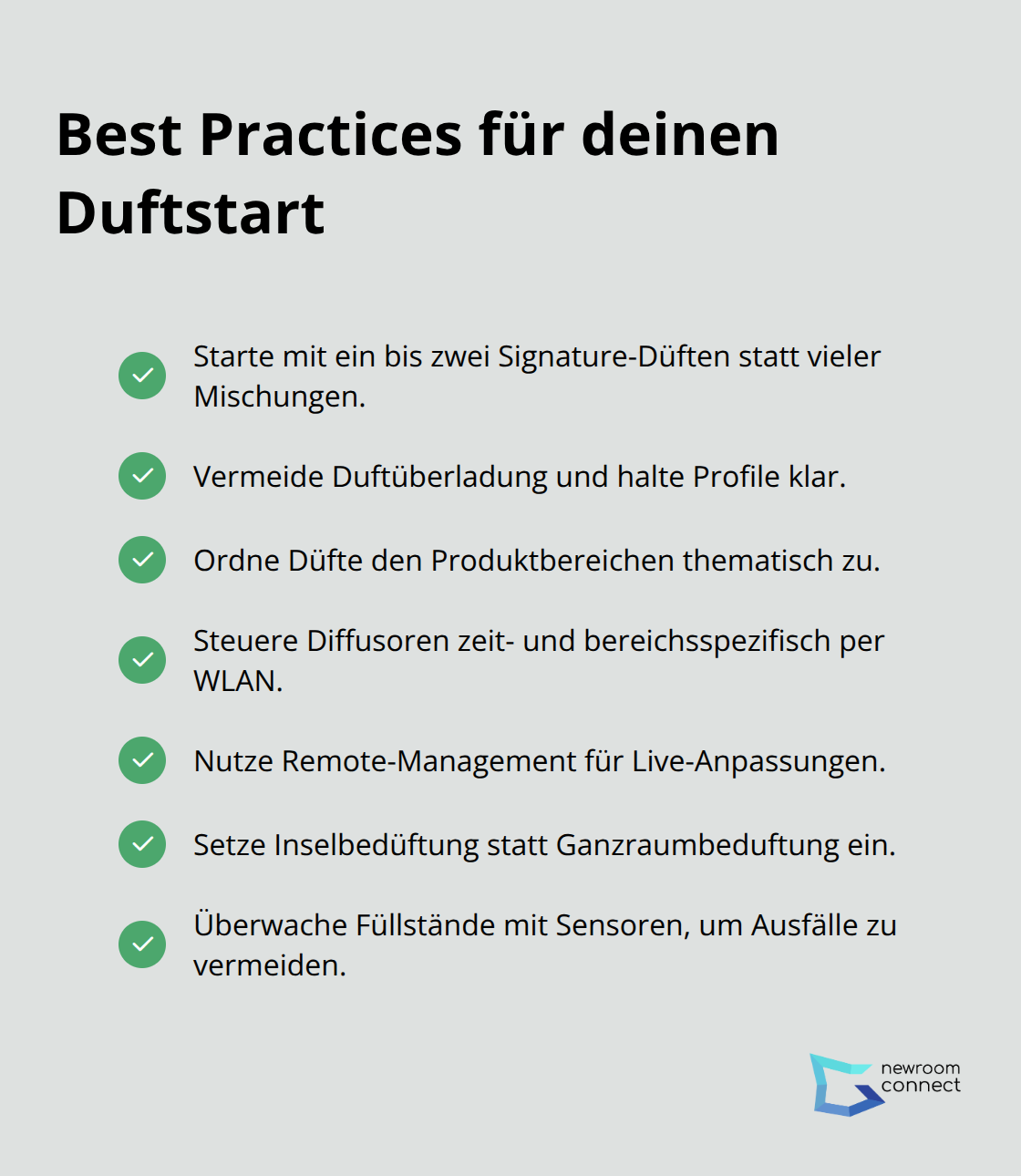 Checkliste mit Empfehlungen für den Einsatz von Duft in virtuellen Showrooms - Digital Scent Marketing