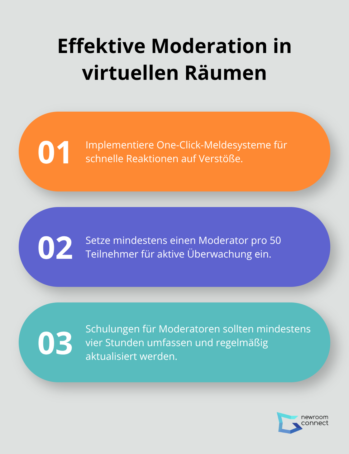 Drei wichtige Punkte zur effektiven Moderation in virtuellen Räumen, einschließlich der Empfehlung für einen Moderator pro 50 Teilnehmer - Cyber-Ethik