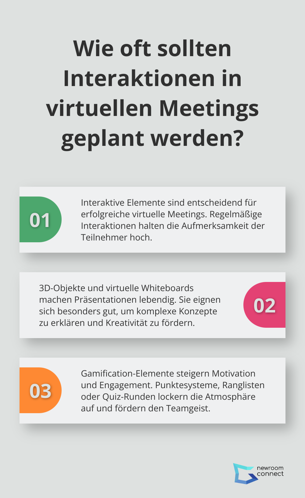 Infographic: Wie oft sollten Interaktionen in virtuellen Meetings geplant werden? - Immersive Meetings