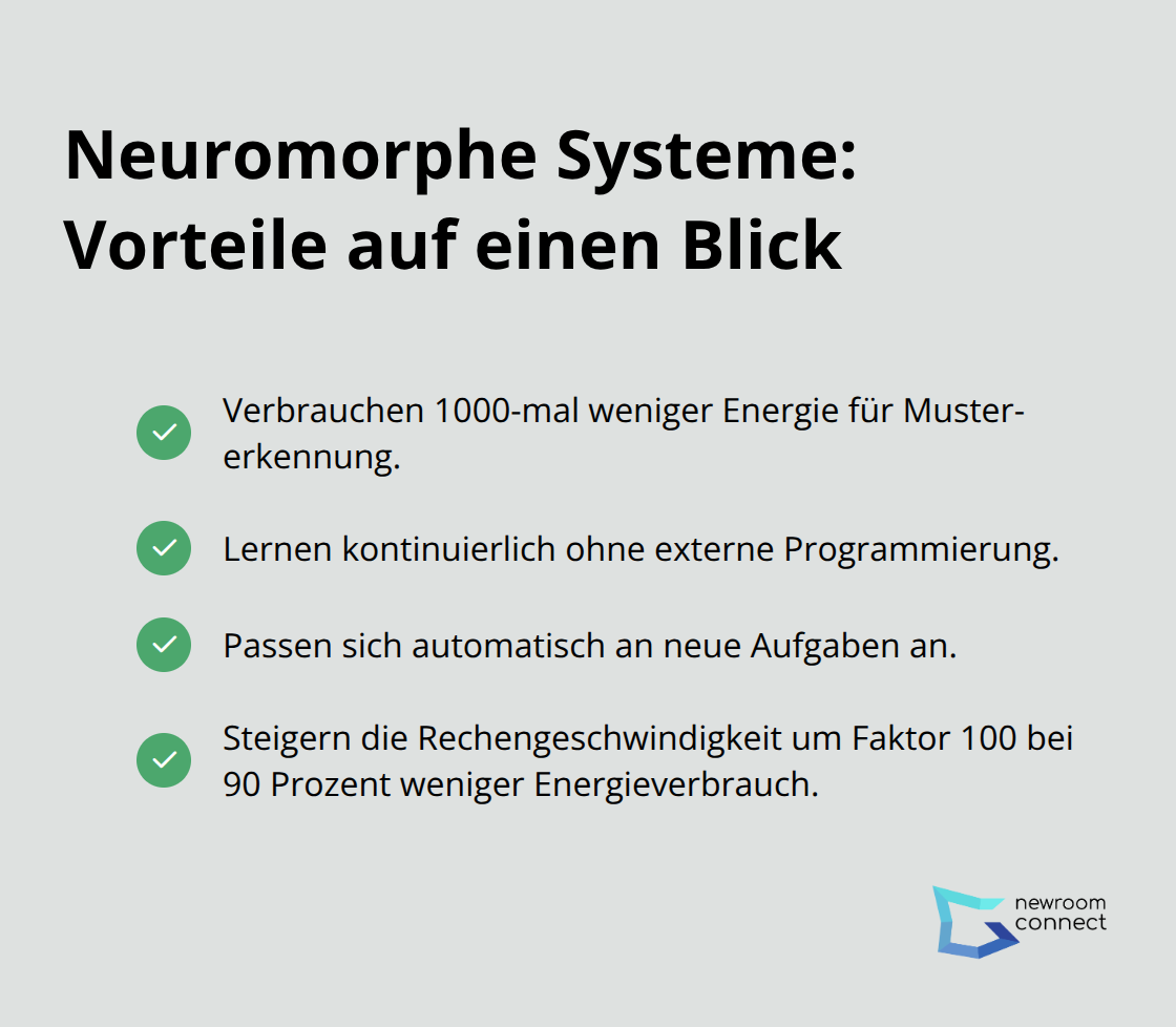 Liste zentraler Vorteile neuromorpher Computerarchitekturen