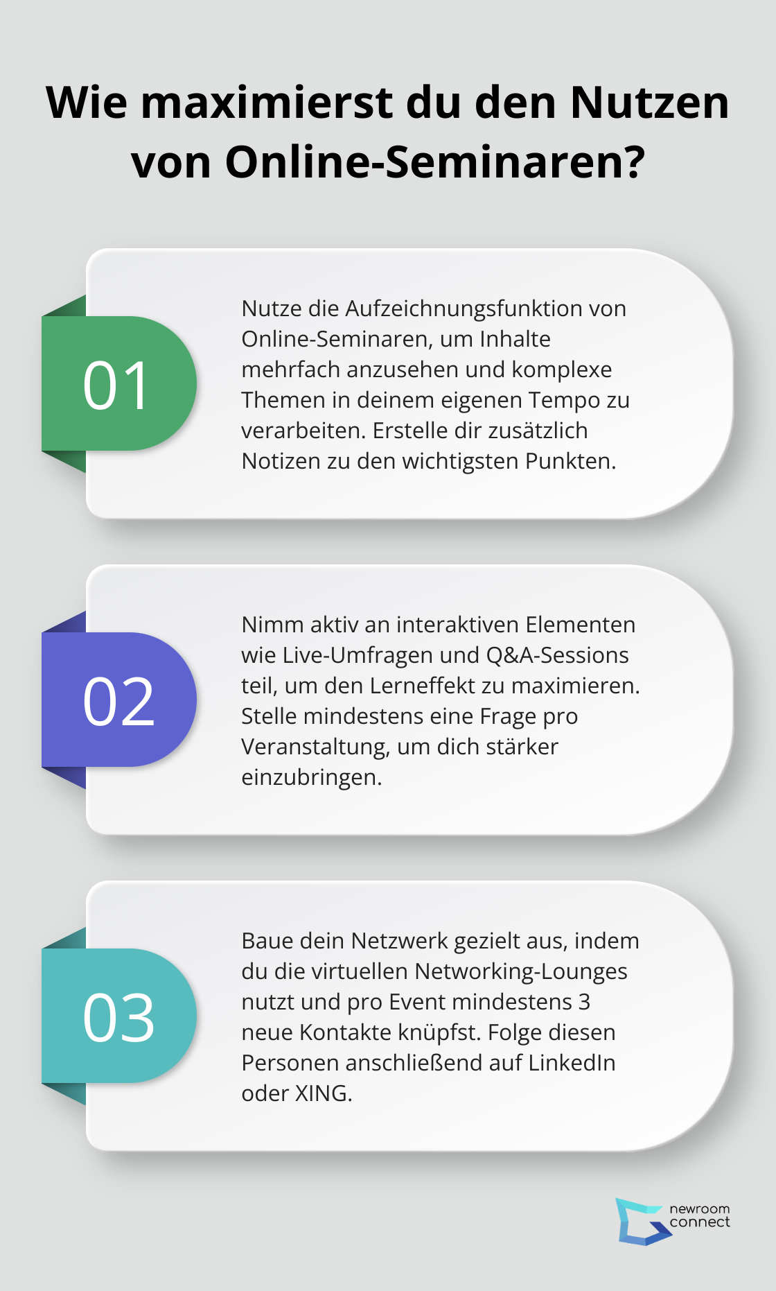 Infographic: Wie maximierst du den Nutzen von Online-Seminaren? - virtual law events