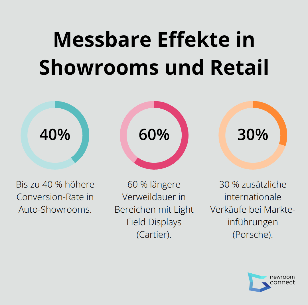 Prozentwerte zu Conversion, Verweildauer und internationalen Verkäufen durch Light Field Displays