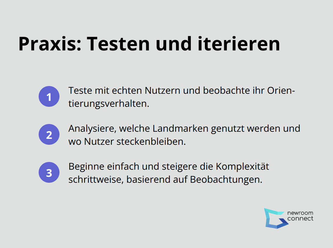 Kurze Schritte zum Testen von VR-Navigation mit Nutzern - Spatial Memory